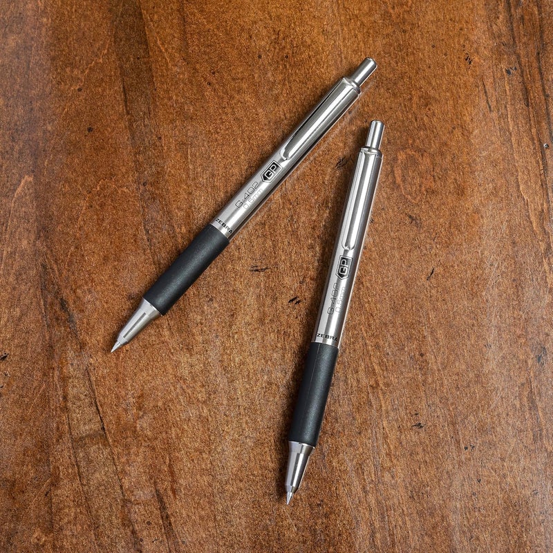 Zebra Pen G-402 Gel Pen 1-Pack, Black Ink, 0.5mm Fine Point, Stainless Steel Barrel, Comfortable Rubberized Grip, Secure Metal Clip, Shirt Pocket-Friendly (49211) - Image 1